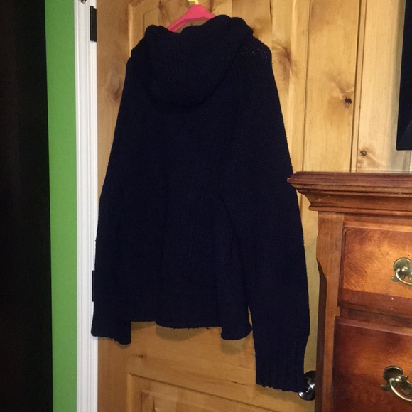 ARMANI EXCHANGE AX 2-Pocket Navy Lambswool Zip Cardigan Hooded Jacket EUC Men L - Picture 5 of 11